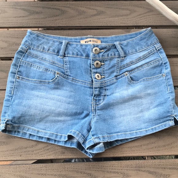 blue spice jean shorts